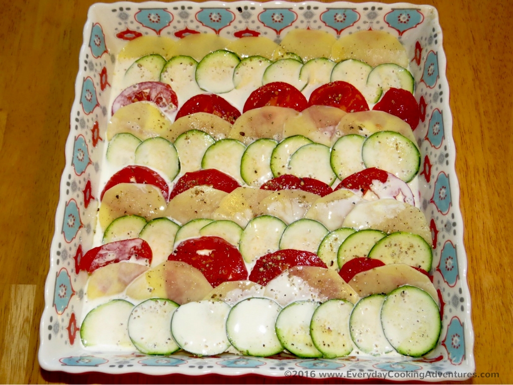 Martha Stewart's Potato, Tomato, Zucchini Gratin Â©EverydayCookingAdventures2016-2