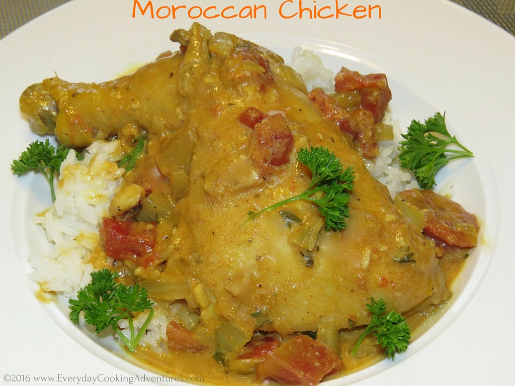 Bon Appétit Moroccan Chicken with Eggplant, Tomatoes and Almonds ©EverydayCookingAdventures2016